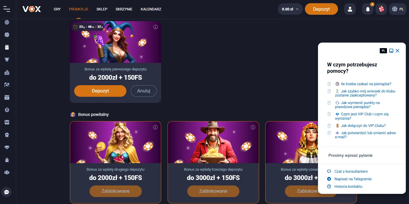 Rejestracja w VOX Casino dla nowych użytkowników